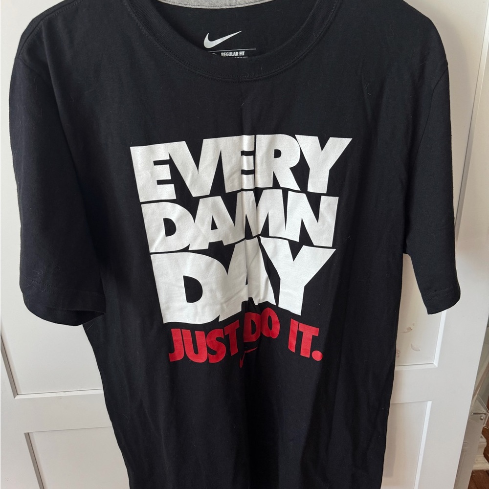 Nike Black Tee with White & Red 'Every Damn Day' Graphic
